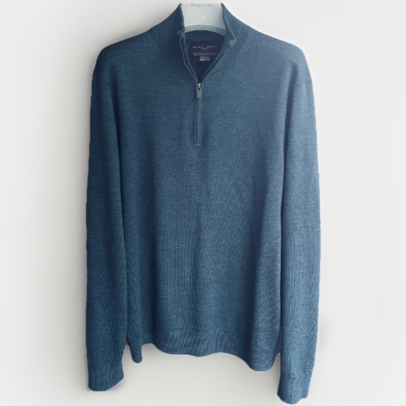 Black Brown 1826 100% Extra Fine Merino Wool 1/4 Zip Navy Sweater Pullover  XXL - Picture 1 of 14